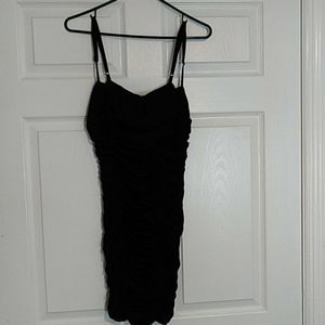 Black ruched party dress